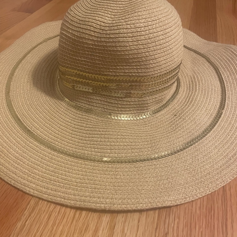J. Crew Sun Hat with Gold Sequin Embellishments - Picture 2 of 6